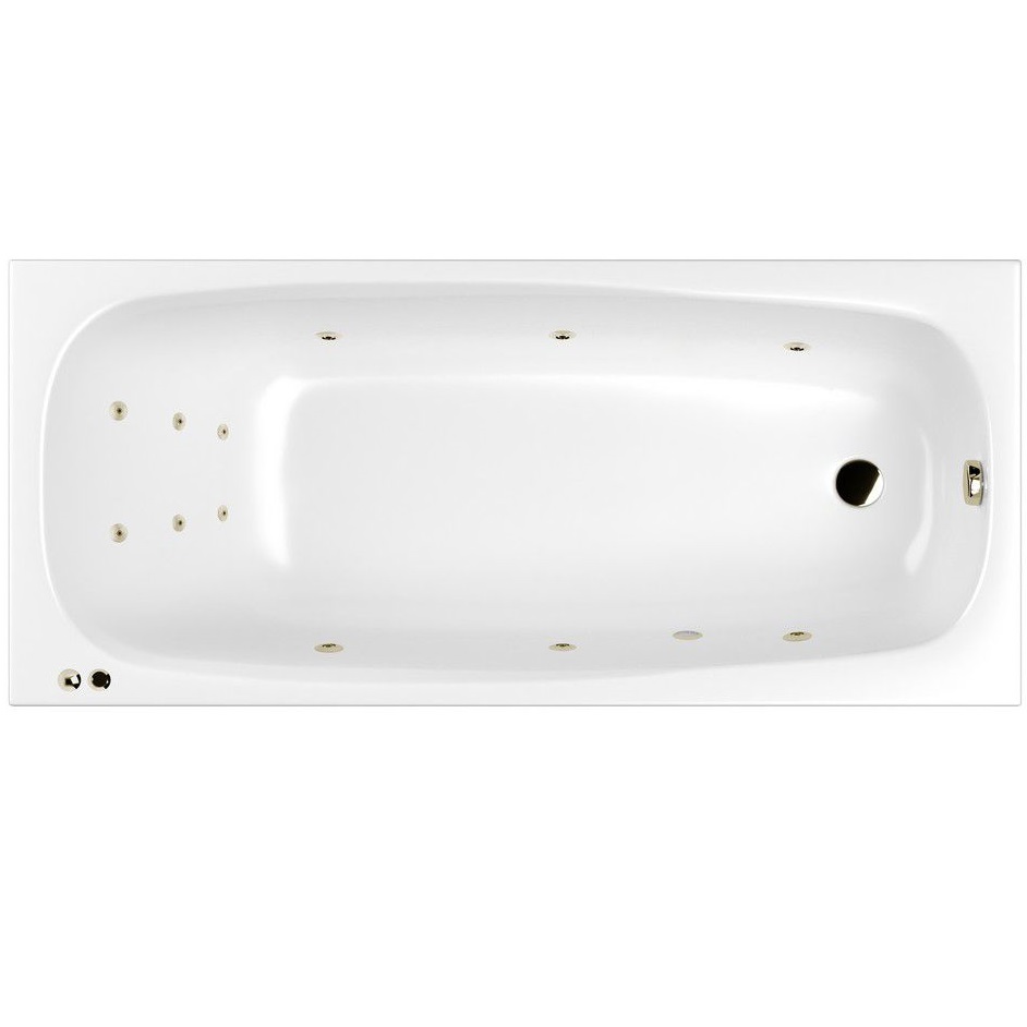 Ванна гидромассажная Whitecross Layla LINE 0102.180080.100.LINE.BR 180x80 см, (белый глянцевый, бронза),  каркас, слив-перелив